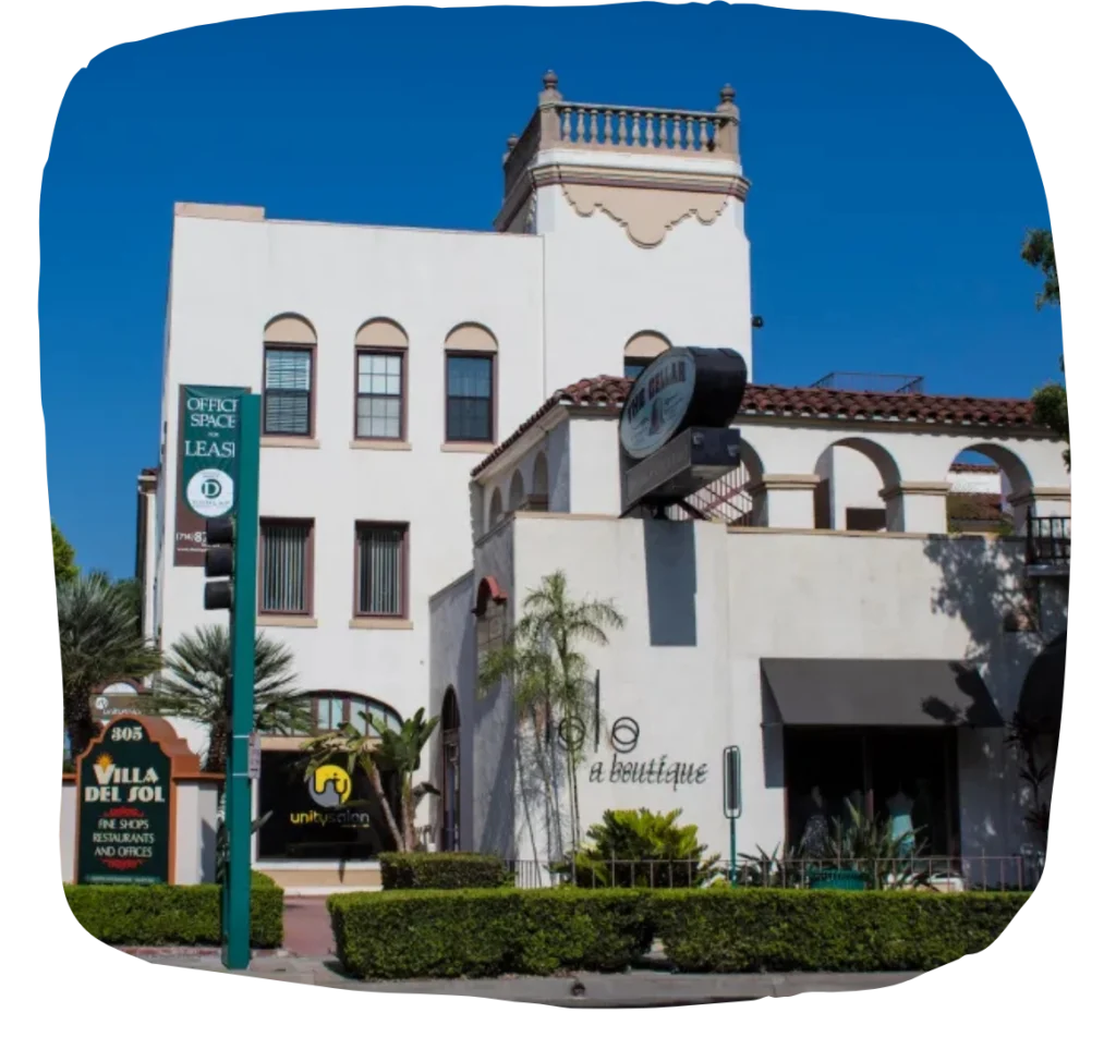 The historic Villa Del Sol building in downtown Fullerton, CA, home to Keri Prather Therapy's office location.
